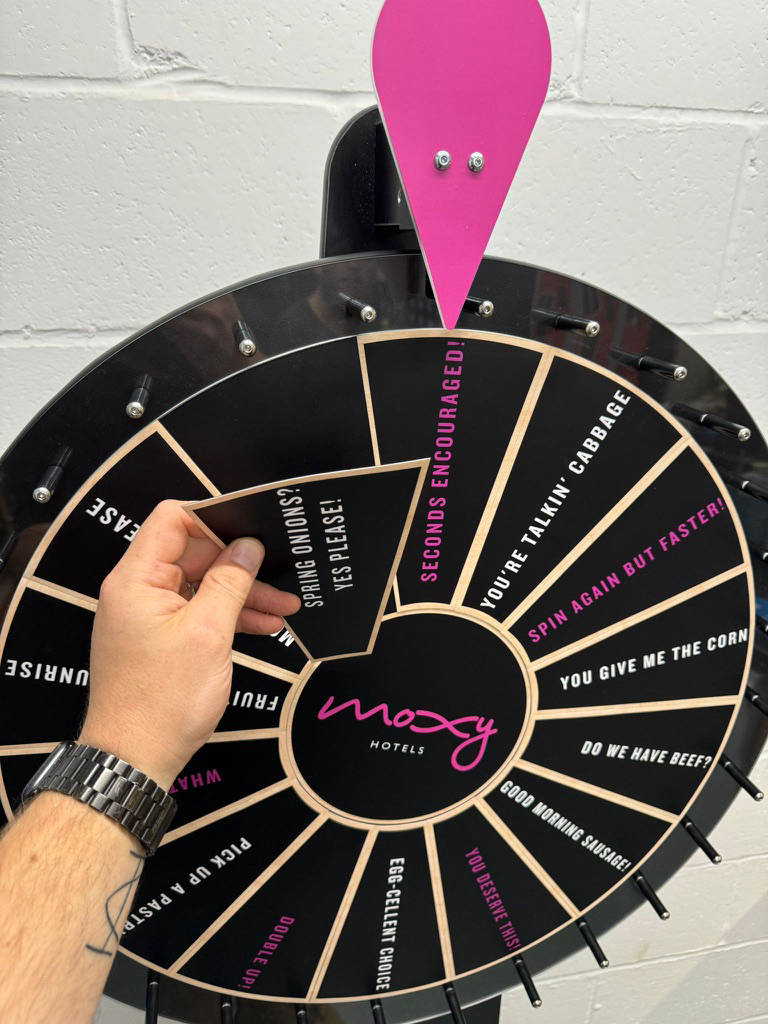 Wall mounted prize wheel spinning wheel game