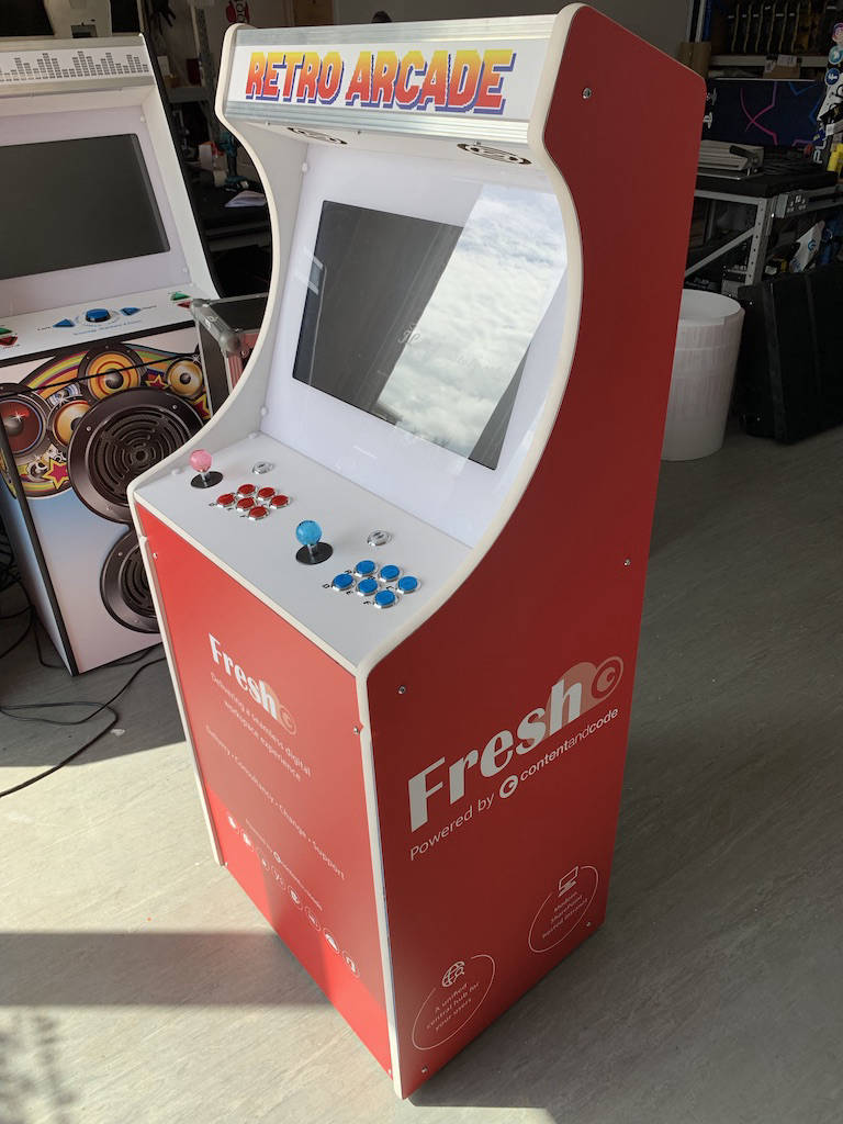 Retro arcade machine branding