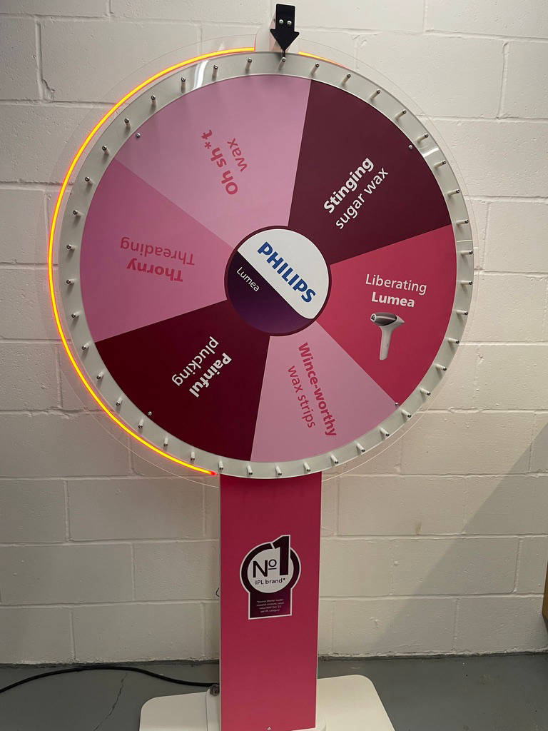 Prize wheel with neon halo