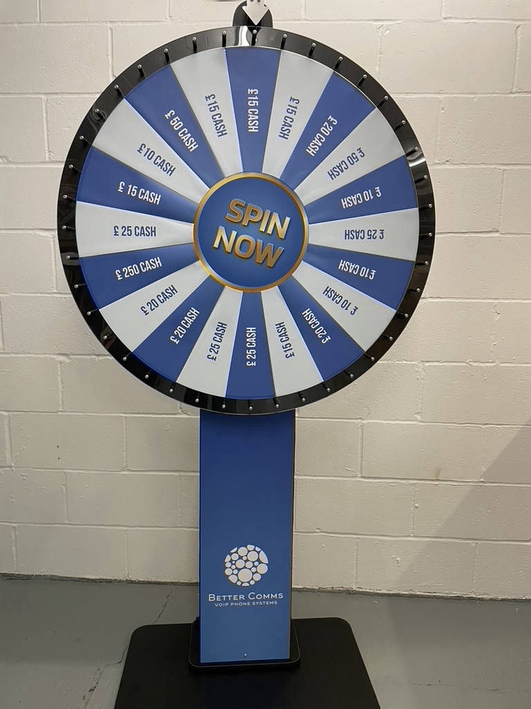 Branded prize wheel for hire and sale