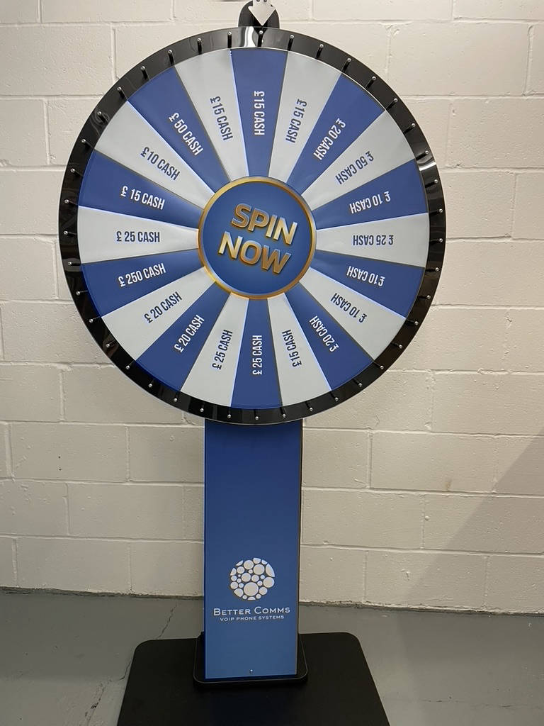 Branded prize wheel for hire and sale