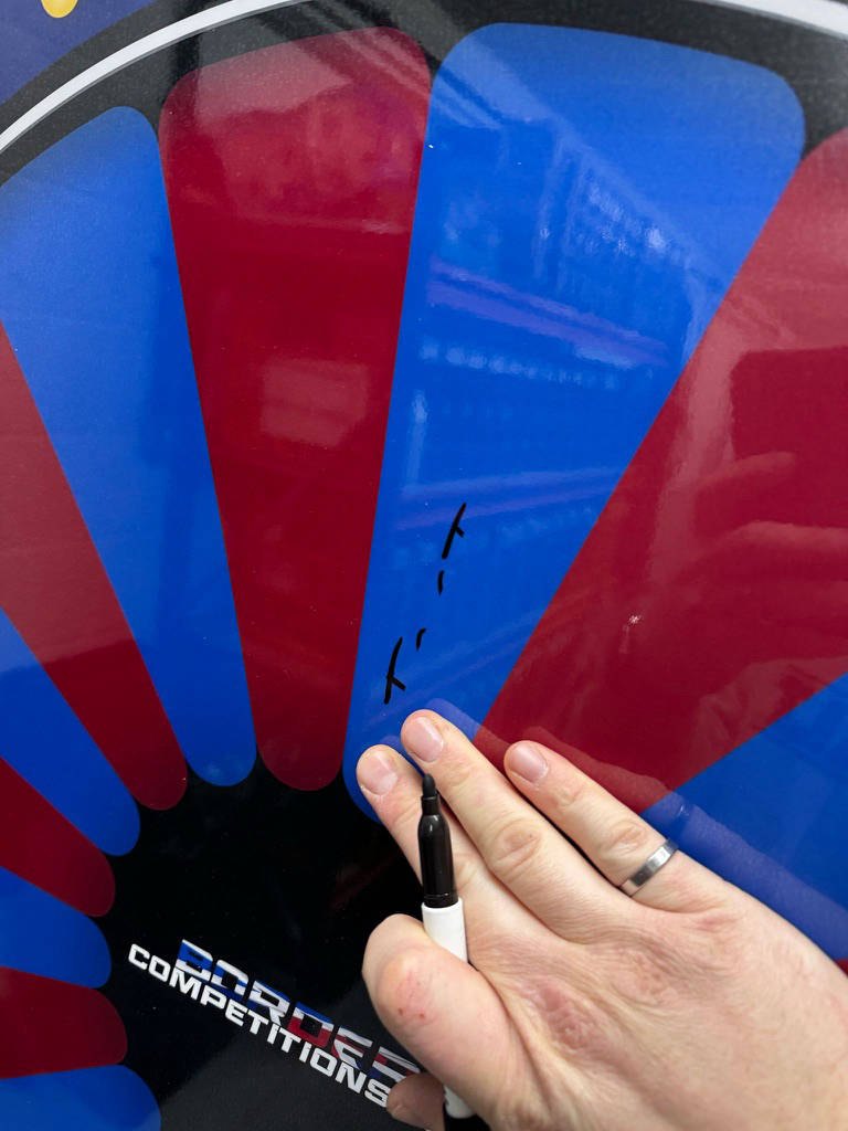 Dry wipe prize wheel