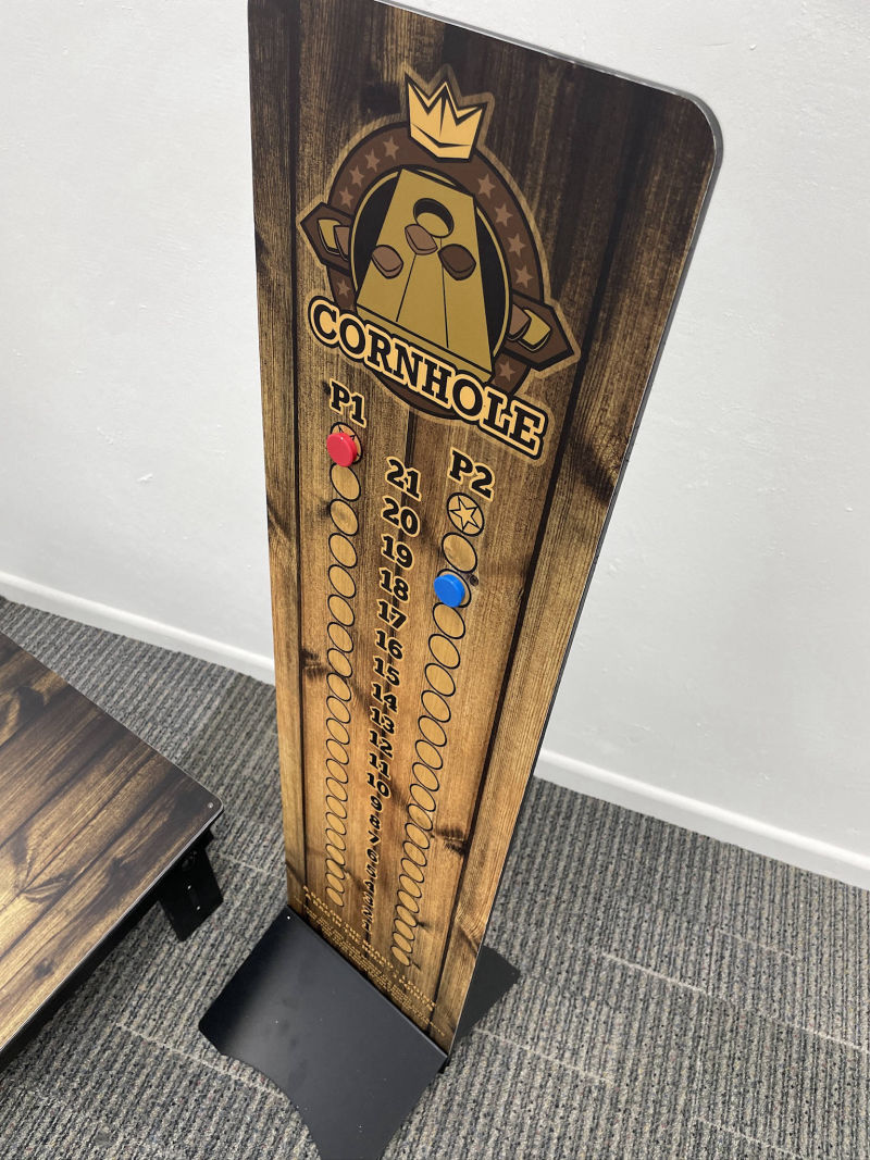 Score boards for cornhole games