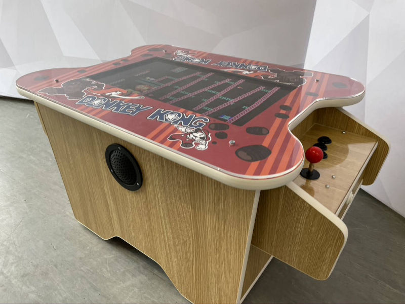 Branded retro arcade machine sit down